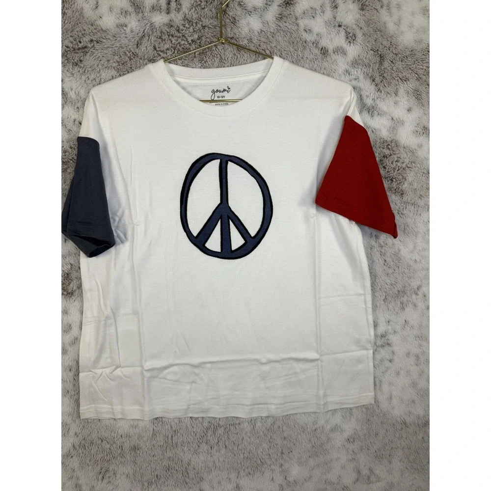 NWT‎ Goumi Kids Peace Tee 10/12 Oversized Unisex Short Sleeve